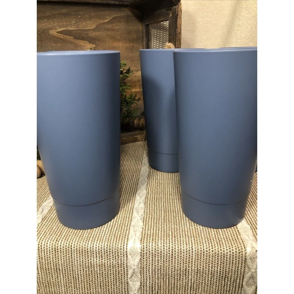 Ikea 24oz VITABBORRE Your Go Anywhere Blue Plastic Tumbler- Set of 5